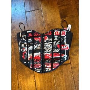 Romwe Graphic Over Bust Strapless‎ Corset NWT Size M/6